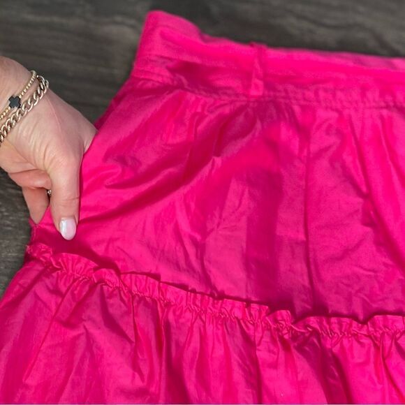 Jason Wu Designer Tiered Belted Side Zip Midi Skirt in Hot Pink. Size Small. New - Picture 11 of 15